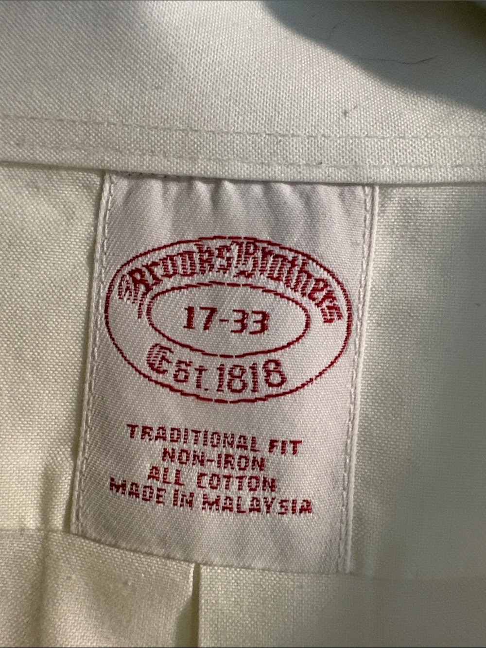 Brooks Brothers White Dress Shirt with Red Logo Stitching